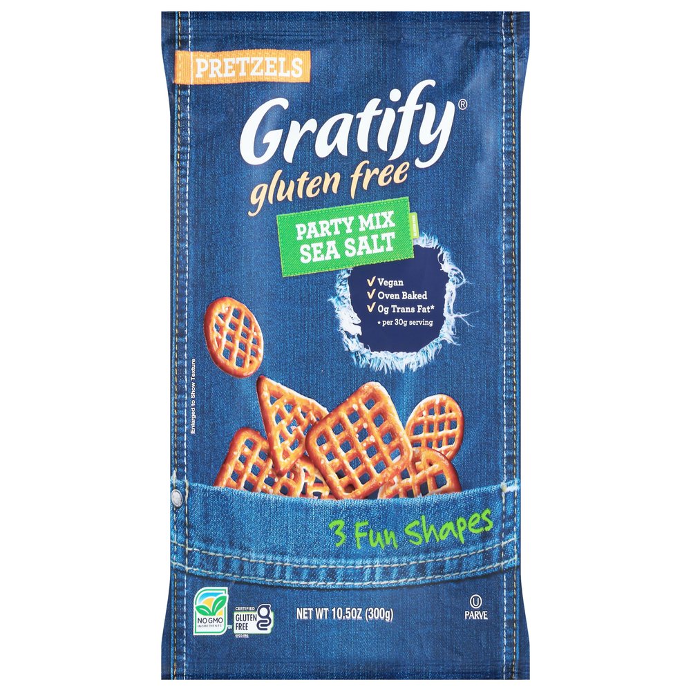 Gratify, Gluten Free Party Mix Sea Salt Pretzels, 10.5 Ounce