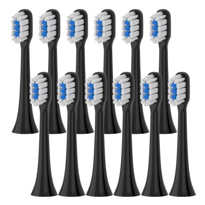 Replacement Brush Heads Compatible for Xiaomi T301 T302 T501 /501CSonic Electric Toothbrush Head Soft Bristle Nozzles(T301-302-BK-12Pcs)