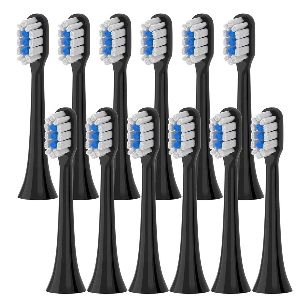 Replacement Brush Heads Compatible for Xiaomi T301 T302 T501 /501CSonic Electric Toothbrush Head Soft Bristle Nozzles(T301-302-BK-12Pcs)