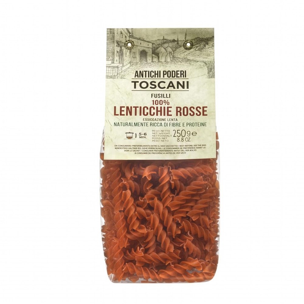 ANTICHI PODERI TOSCANI Handmade Pasta Red Lentil Fusilli 8.8oz
