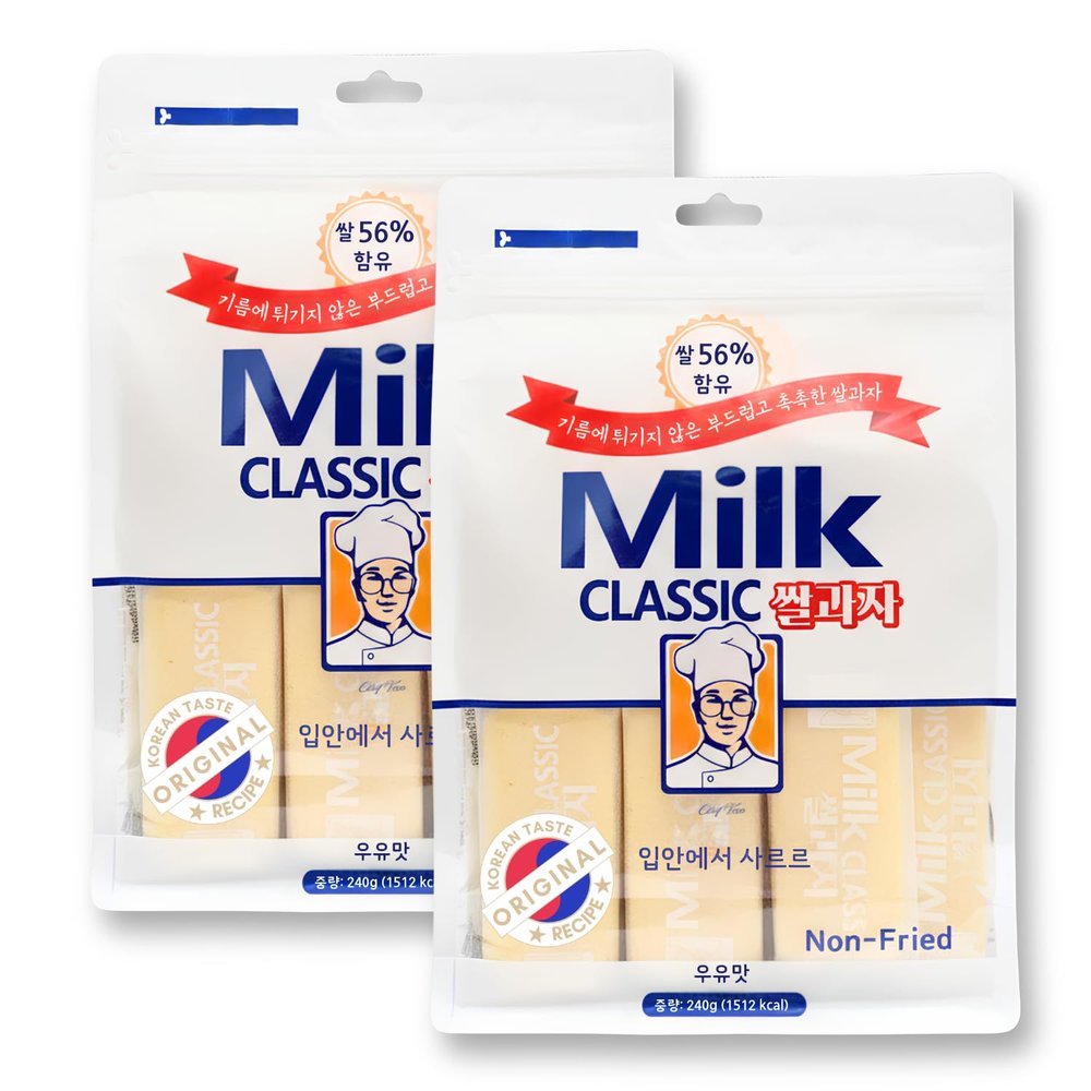 56% Milk Classic Korean Milk Rice Crackers, 16.92 oz Pack of 2