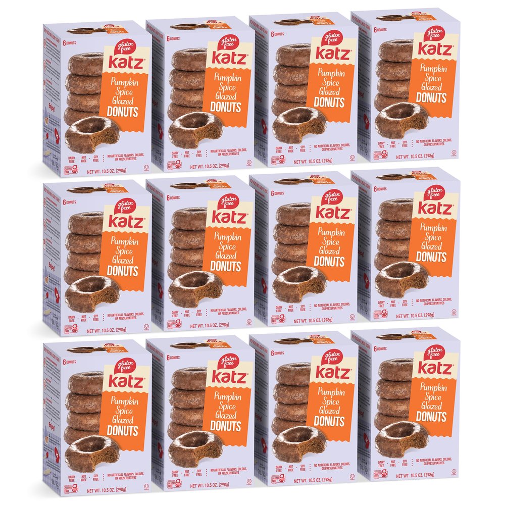 Katz Gluten Free Pumpkin Spice Glazed Donuts.Free of Dairy, Peanuts, Tree Nuts, and Sesame, No Artificial Color 10.5oz (12pk)