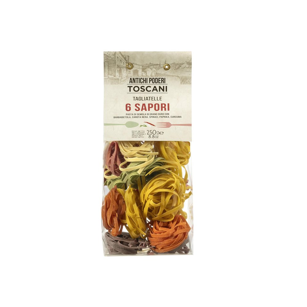 ANTICHI PODERI TOSCANI Handmade Flavored Pasta Six Flavor Taglietelle 8.8oz