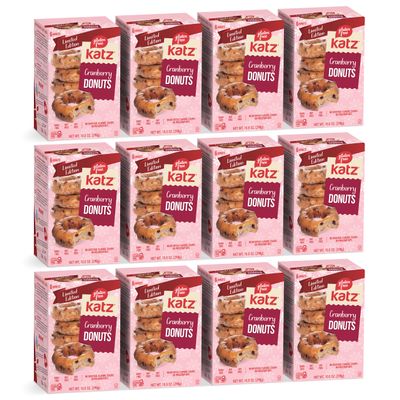 Katz Gluten Free Cranberry Donuts. Limited Edition, Free of Soy, Sesame, Dairy, and Nuts. Kosher 10.5oz (12pk)
