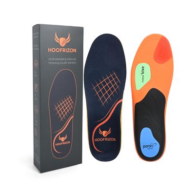 Hoofrizon Performance Insoles for Tennis & Court Sports | Arch Support | Plantar Fasciitis Relief | Genuine PORON Technology for Extreme Impact Protection & Energy Return | Men & Women (Extra Large)