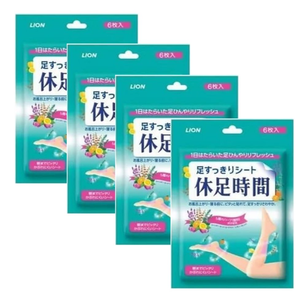Lion Cooling Foot Patch 6 Sheets x 4 Packs, Relaxing Leg & Foot Cooling Sheets