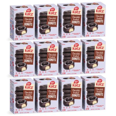 Katz Gluten Free Chocolate Frosted Donuts. Dessert Snack, Free of Soy, Sesame, Dairy, and Nuts. Kosher 11.3oz (12pk)
