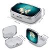 White Dream Catcher Feather Pill Box 2 Compartment Small Square Pills Case Portable for Pocket Pill Organizer Travel Metal Pill Holder for Office Home Vitamin Medicine Fish Oil view 2