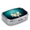 White Dream Catcher Feather Pill Box 2 Compartment Small Square Pills Case Portable for Pocket Pill Organizer Travel Metal Pill Holder for Office Home Vitamin Medicine Fish Oil view 3
