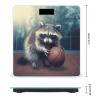 Funny Raccoon Basketball Bathroom Scale Rounded Smart Scale for Body Weight Automatic Power On/Off Weight Scales Accurate Bathroom Digital Scales for Pet Home Bedroom Kitchen view 2