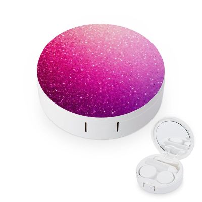 Meaudiwes Men's Daily Leak Proof Contact Lens Box Holder With Mirror Contact Lens Case Pink Glitter Pattern