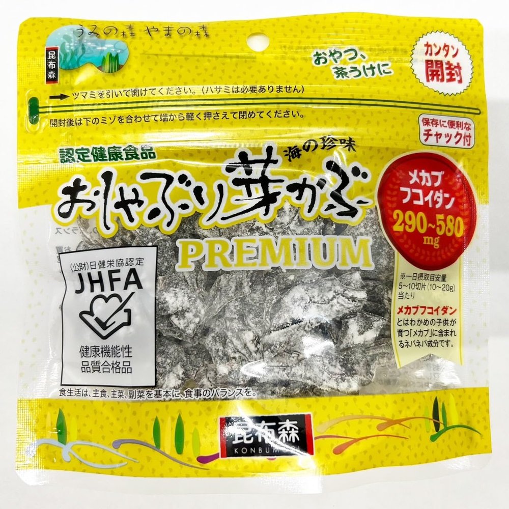 Konbumori Oshaburi Mekabu Seaweed Premium 80g (Pack of 2), Japanese Chewy Wakame Snack with Sweet & Sour Taste, MADE IN JAPAN