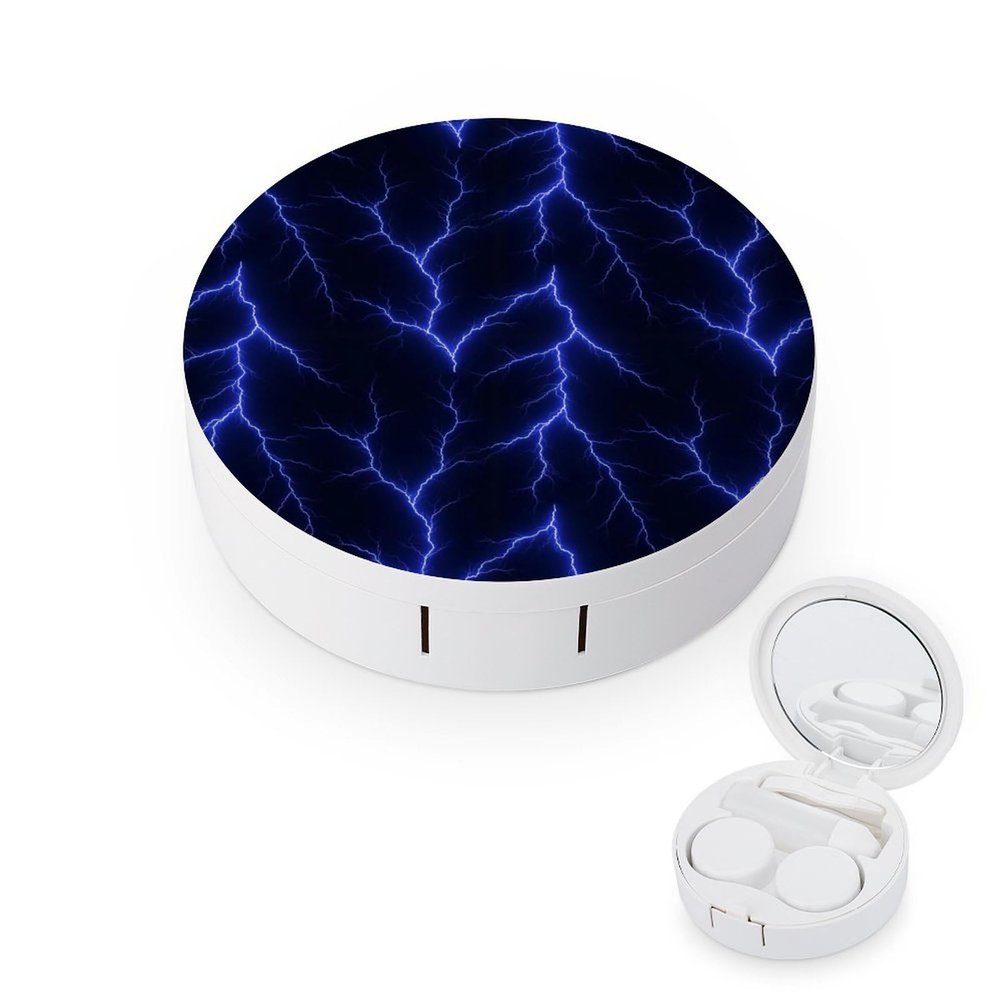 Meaudiwes Cute Daily Leak Proof Contact Lens Contact Lens Case For Home & Travel Starry Blue Lightning