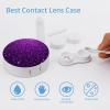 Meaudiwes Men's Daily Leak Proof Contact Lens Box Holder With Mirror Contact Lens Case Beautiful Dark Purple Shining Glitter Sparkles Pattern view 3
