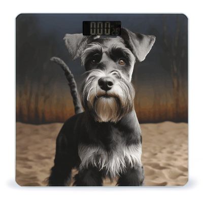 Animal Schnauzer Dog Bathroom Scale Rounded Smart Scale for Body Weight Automatic Power On/Off Weight Scales Accurate Bathroom Digital Scales for Pet Home Bedroom Kitchen