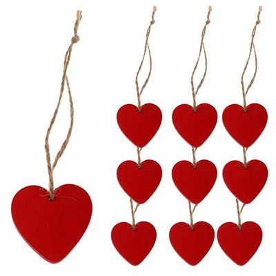 10PCS Wooden Hearts for Crafting, 1.6x1.6 Inch Wooden Hearts Tags with Strings, MDF Blank Cutout Craft Tags for Present Craft DecorationWooden for Crafting