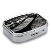 Skate Boards Pill Box 2 Compartment Small Square Pills Case Portable for Pocket Pill Organizer Travel Metal Pill Holder for Office Home Vitamin Medicine Fish Oil view 3