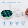Meaudiwes Fashion Container Soak Storage Kit Contact Lens Case Box Holder With Mirror Blue Green Scottish Tartan Plaid view 3