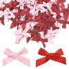 100PCS Pink Red Polka Dot Grosgrain Ribbon Bows, Mini Premade Dotted Bowknots, 0.35Inch Classic Fabric Bows for DIY Crafts Gift Wrapping Valentine Wedding Sewing Scrapbooking Party Decor Accessories view 1
