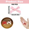 100PCS Pink Red Polka Dot Grosgrain Ribbon Bows, Mini Premade Dotted Bowknots, 0.35Inch Classic Fabric Bows for DIY Crafts Gift Wrapping Valentine Wedding Sewing Scrapbooking Party Decor Accessories view 2