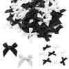 100PCS Mini Polka Dot Grosgrain Ribbon Bows, 0.35Inch Tiny Black White Premade Bowknots, Classic Dotted Fabric Bow for DIY Crafts Gift Wrapping Card Making Sewing Scrapbooking Party Decor Accessories view 1
