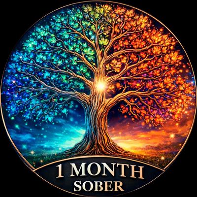 1 Week Sober Sobriety Coin Recovery Milestone Token with Tree of Life Design, Double Sided Inspirational Challenge Coin (1 Month)
