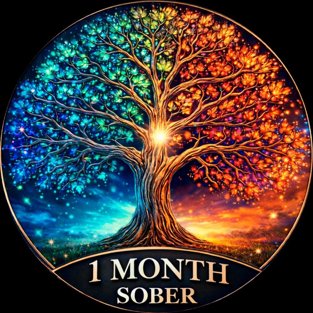 1 Week Sober Sobriety Coin Recovery Milestone Token with Tree of Life Design, Double Sided Inspirational Challenge Coin (1 Month)