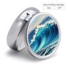 Blue Wave Art Pill Case 3 Compartments Portable Pill Box for Purse Pocket Waterproof Travel Pill Organizer Vitamin Organizer Round Small Pill Box Daily Pill Container view 2