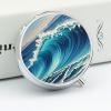 Blue Wave Art Pill Case 3 Compartments Portable Pill Box for Purse Pocket Waterproof Travel Pill Organizer Vitamin Organizer Round Small Pill Box Daily Pill Container view 4