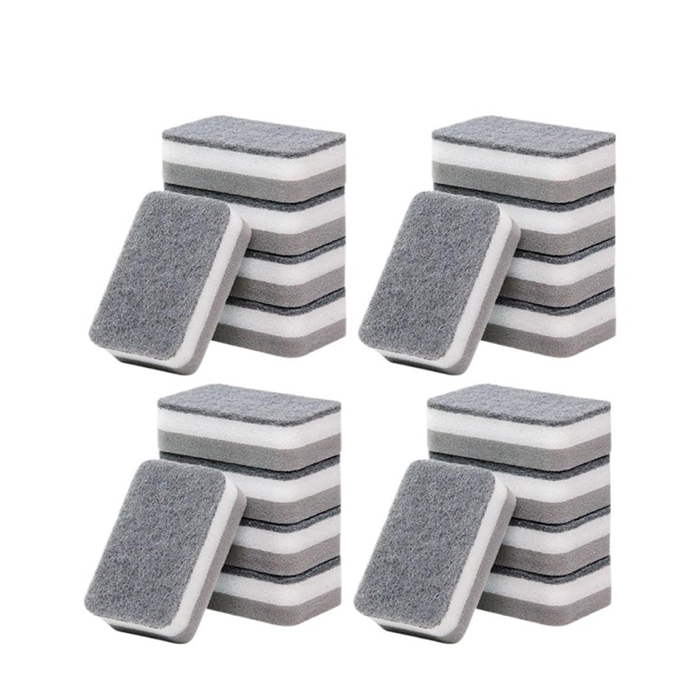 10/20pcs Kitchen Dishwashing Sponge Cleaning Tools Double-side Durable Absorbent Pad Household Clean Tool(20pcs-GraySponge)