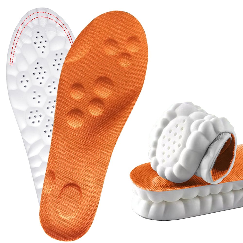 2026 New Steppers Insoles for Men & Women,Shoe Inserts,Anti Fatigue,Shock Absorption,Foot Pain Relief (Orange, Men: 9-9.5/Women: 10-10.5)