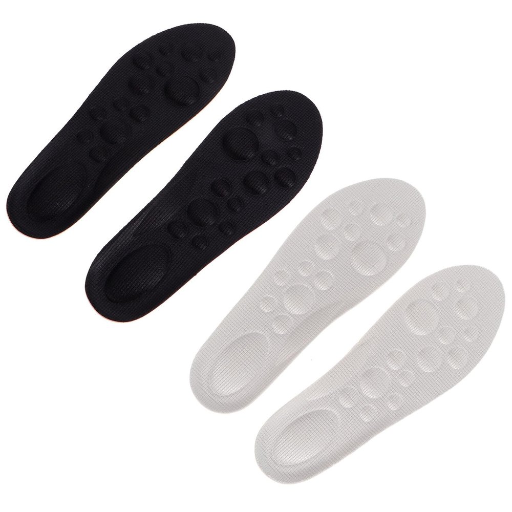 SEWCHICS Shock Absorption Insoles 2 Pairs (Gray + Black 23-27 Size) Arch Support Massage Cushion Foot Pads for Sports and Daily Wear