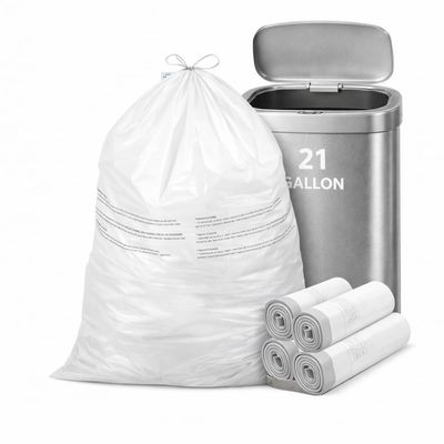 CEDARRA 21 Gallon Drawstring Trash Bags, 100 Count Extra Strong Drawstring Kitchen Garbage Bags, Fit for 80 Liter / 21.1 Gal, Tear-Resistant Unscented Household Liners 1.2 Mil Large Trash Bags