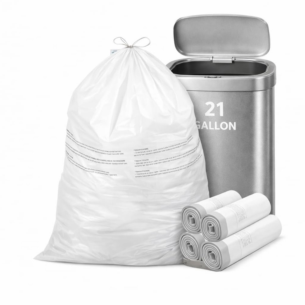 CEDARRA 21 Gallon Drawstring Trash Bags, 100 Count Extra Strong Drawstring Kitchen Garbage Bags, Fit for 80 Liter / 21.1 Gal, Tear-Resistant Unscented Household Liners 1.2 Mil Large Trash Bags
