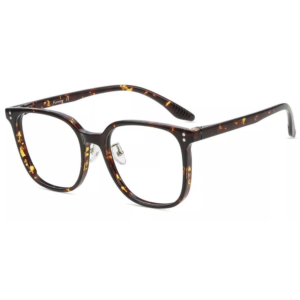 Firmoo Blue Light Blocking Glasses Reading Glasses Unisex Square Frame for Woman Man Adjustable Nose Pads Tortoise 0.5x