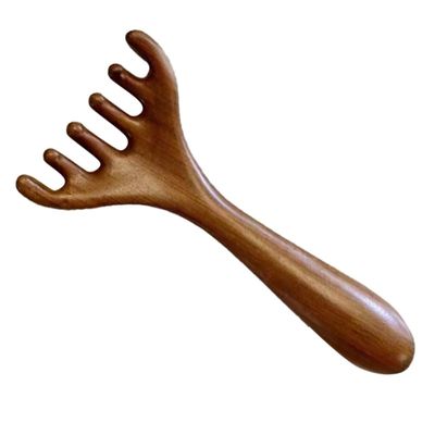 COLLBATH Wooden Scalp Massager Comb Five Claws, Wide Tooth Massage Comb for Scalp Acupoint Trigger Point Stimulation, Portable Head Massage Tool for Daily Relaxation and Meridian Therapy