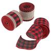 HONMEET Christmas Burlap Ribbon 3 Rolls 6.3cm X 5 Yards Wired Buffalo Plaid Ribbon Set for Wrapping, Wreaths, Bows Making, Holiday Craft Decorations view 1