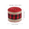 HONMEET Christmas Burlap Ribbon 3 Rolls 6.3cm X 5 Yards Wired Buffalo Plaid Ribbon Set for Wrapping, Wreaths, Bows Making, Holiday Craft Decorations view 2