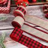 HONMEET Christmas Burlap Ribbon 3 Rolls 6.3cm X 5 Yards Wired Buffalo Plaid Ribbon Set for Wrapping, Wreaths, Bows Making, Holiday Craft Decorations view 4