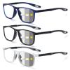BLOEXCLU Photochromic Reading Glasses for Men TR90 Sport Anti Glare UV Ray Filter Readers Women (Black & Blue & transparent, 3, x) view 1