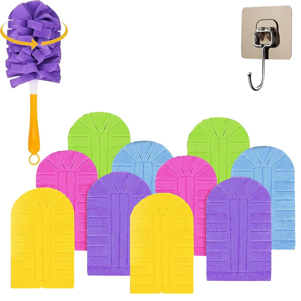360 Electrostatic Reusable Duster Refills - Washable, Reusable Duster Pads for Cleaning, High-Density Microfiber, Fits Most Standard Duster Handles, for Home Office Car High Adsorption Duster (10pc)