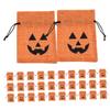 ERINGOGO Halloween Drawstring Burlap Bags Set 50pcs Orange Pumpkin Design Small Candy Treat Bags for Halloween Party Favors and Snack Packaging view 1