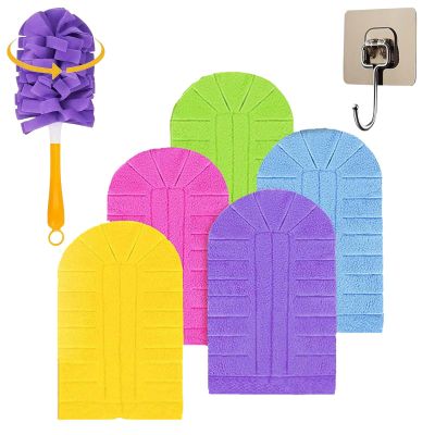 360 Electrostatic Reusable Duster Refills - Washable, Reusable Duster Pads for Cleaning, High-Density Microfiber, Fits Most Standard Duster Handles, for Home Office Car High Adsorption Duster (5pc)