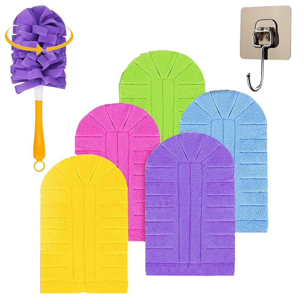 360 Electrostatic Reusable Duster Refills - Washable, Reusable Duster Pads for Cleaning, High-Density Microfiber, Fits Most Standard Duster Handles, for Home Office Car High Adsorption Duster (5pc)