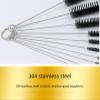 12 Pcs Reusable Nylon Straw Cleaning Brushes Set with Keyring, Multi-Size Brushes for Stainless Steel Straws, Tumblers, Bottles & More - Black view 3