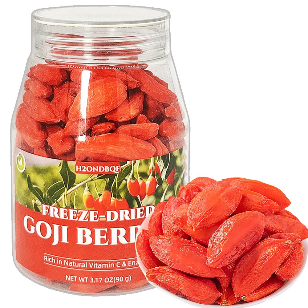 Freeze-Dried Goji Berries Superfood Snacks - Resealable Jar (3.17oz/90g) | Non-GMO, Vegan | Crunchy ingredient-Rich Berries for Smoothies, Baking & Salads | Raw, No Sugar Added