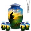 AmericUrn Fishing Plaque Cremation Urn for Men Set of 7 Large Memorial Urn for Human Ashes with 4 Keepsake & Memorial Necklace view 1