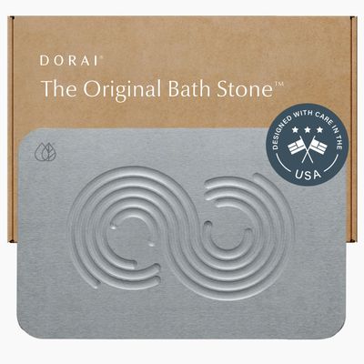 Dorai Home Stone Bath Mat - Premium Diatomaceous Earth Bath Floor Mats with Non-Slip Base, Fast-Drying Modern Shower Mat for Bathroom | Zen Ash - 23.6"x15.4"