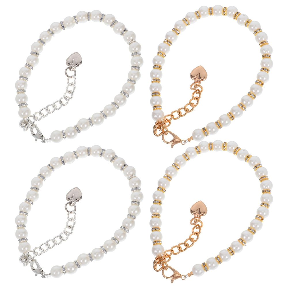 MAGICLULU 2 Pairs Pearl Beaded High Heel Shoe Straps Decorative Chain Shoelace Accessories Anti-loose Replacement Straps for Sandals and Heels