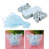 100PCS Wedding Favor Sugar Boxes, Butterfly Candy Chocolate Gift Boxes for Weddings Birthday Party Decor, Rustic Paper Boxes for Alpenliebe Dove Chocolates, DIY Assembly (Blue) view 3